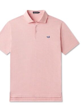 Southern Marsh Pink Striped golf  Polo shirt with Blue Logo top size XL